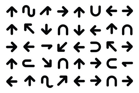 Black handwritten arrows in random directions on white background