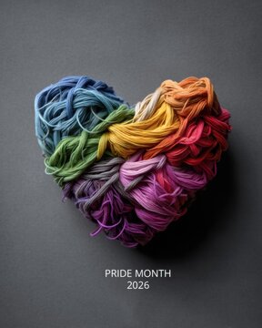 Celebrating love and diversity heart-shaped yarn art for pride month