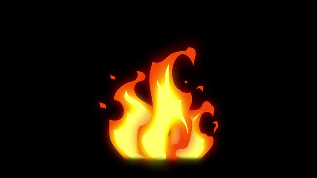 Fire flame 2d cartoon style animation and smooth flicker motion, vfx ,with glowing effect suitable game asset , motion graphic and   video editing
