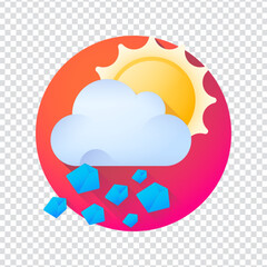 Fototapeta premium Hail Storm Weather Ice Cold Forecast Icon Set