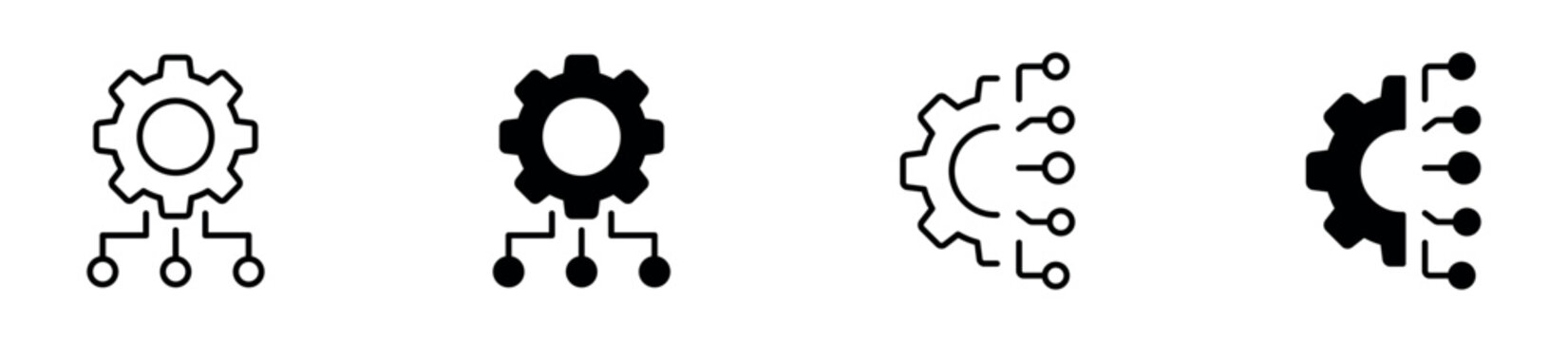 Technology Integration Icon Set. Digital Transformation, Automation and Smart Systems Icons. Vector Illustration.
