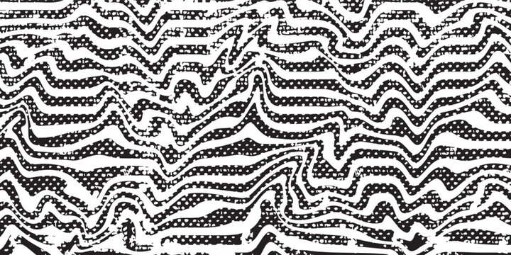 Wavy Seamless Trippy Patterns in Psychedelic Colors. Abstract Vector Swirl Backgrounds. 1970 Aesthetic Textures with Flowing Waves