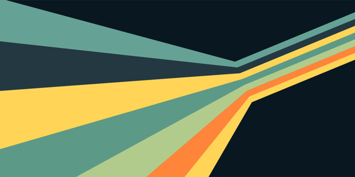 Abstract colorful 70s background vector. Vintage retro wallpaper with rainbow stripes and wavy lines. A 1970 color illustration suitable for posters, banners, decorative items and wall art.