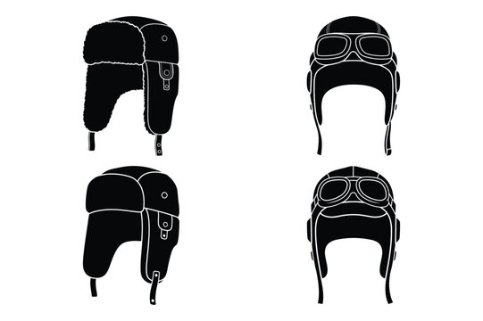 Set of winter fur trapper hats with aviator style elements u shanka headwear
