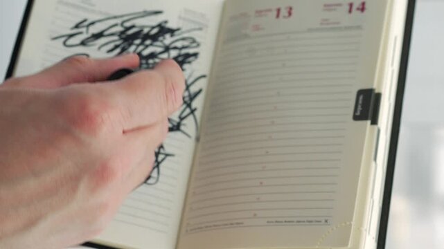 Black lines drawn by hand in a notebook with a black marker