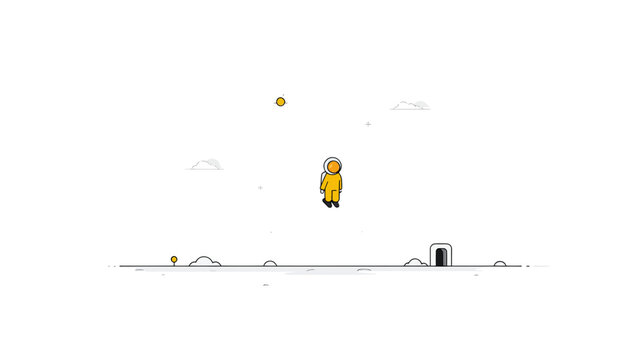 Astronaut Floating in Minimalist Space Exploration Scene