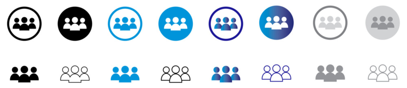 Community and team button pack with filled and linear design elements for app interface