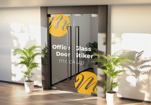Office Glass Door Sticker Mockup PSD Template