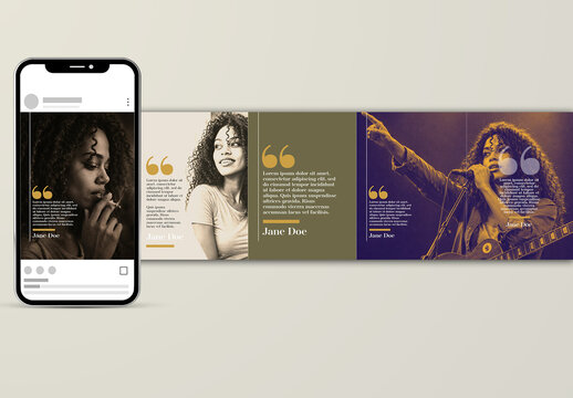 Yellow and Olive Quotes Social Media Post Carousel