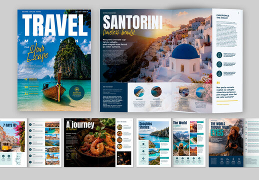Travel Magazine with Blue Accents