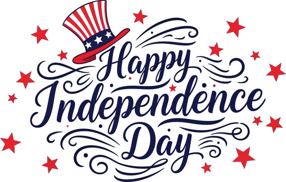 4th of july celebration usa independence day design with patriotic uncle sam hat typography
