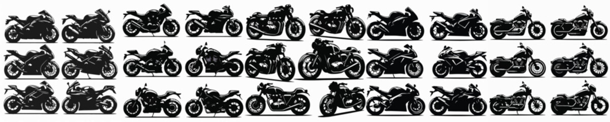 Obraz premium Vector set image silhouette of motorcycle
