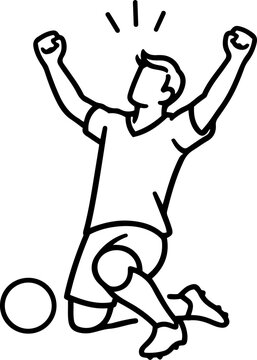Soccer player in mid-air dive with ball during game action on transparent background