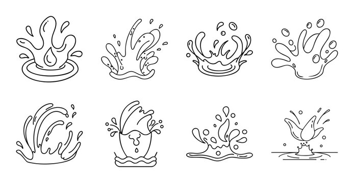 Various stylized hand-drawn mushrooms illustration - Eight unique mushroom icons with organic line art style for nature, fantasy, or decorative use.