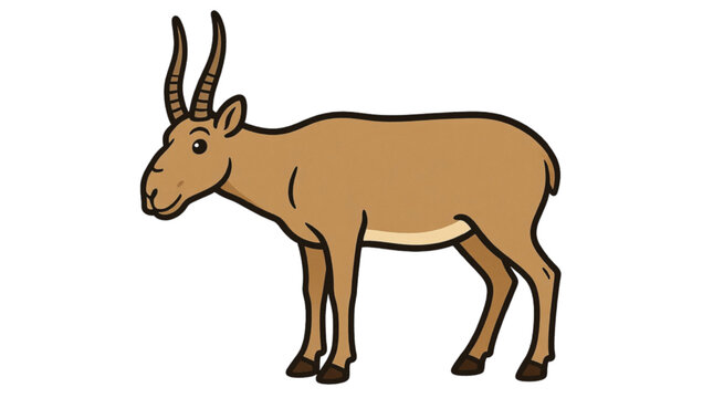 Saiga antelope male vector illustration on white background