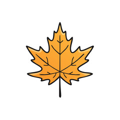 Obraz premium Autumn Maple Leaf Illustration with Vibrant Yellow-Orange Hues and Defined Veins