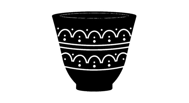 Vector illustration of traditional arabic coffee cup with geometric pattern on a transparent background