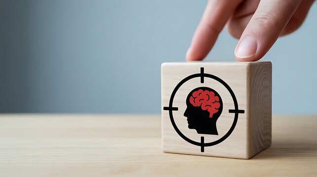 Targeting the human mind conceptual image representing focus, strategy, decision making, psychology, cognitive thinking, and mental performance optimization