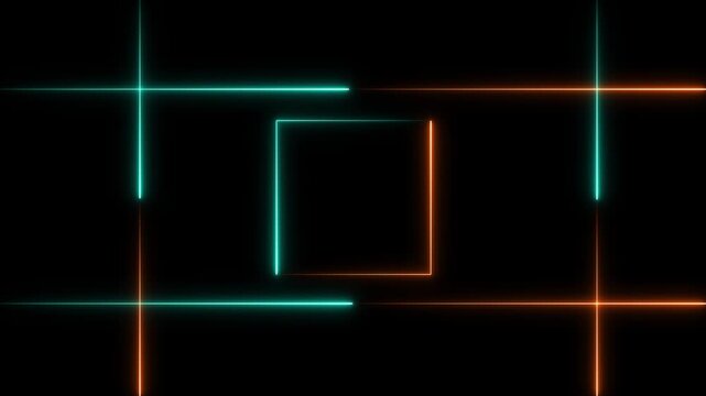 NEON Lights motion loops square motion draws and beautiful lights background linear lamp Beautiful abstract square light line moving fast Colors.4k motion graphics video animation