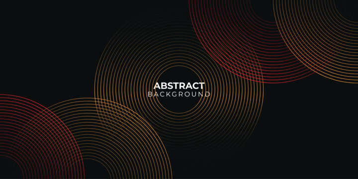 Abstract background with circular lines in red and gold gradient colors on a black background