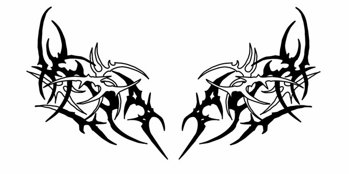 Heart Shaped Neo Tribal Cyber Sigilism Tattoo with Gothic Y2K Style