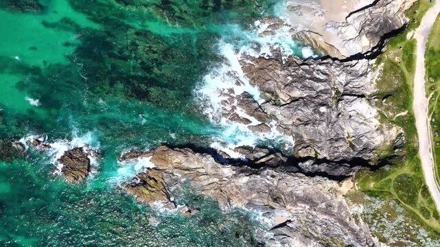 Newquay Little Fistral Beach Birds Eye View Aerial 4K