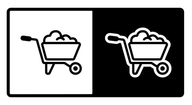 Garden Cart Line Icon Vector Illustration