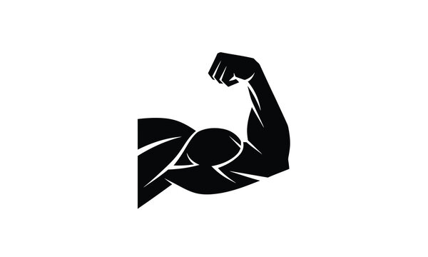 Strong bicep muscle arm power symbol icon vector.