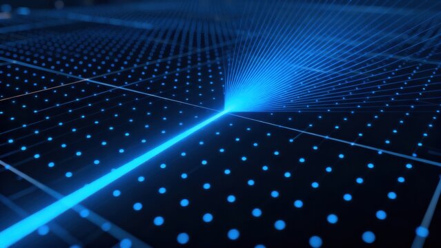 Abstract blue light grid pattern