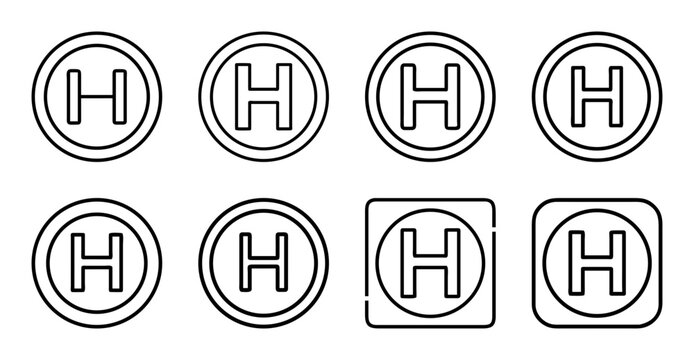 Minimalist chemical hydrogen atom icons set - Clean, modern vector icons showing hydrogen atoms with single protons and electrons in a neutral, organized layout.