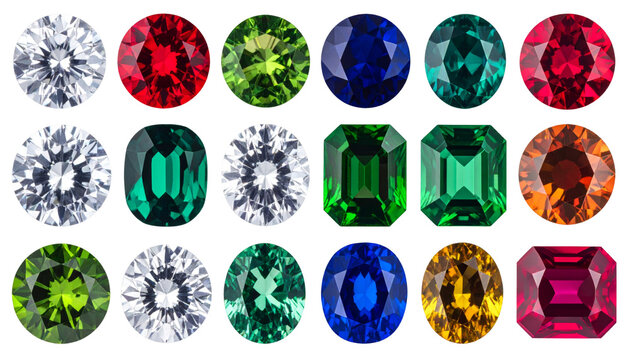 Diamond ruby emerald sapphire garnet gemstone round brilliant cut colorful precious jewel luxury