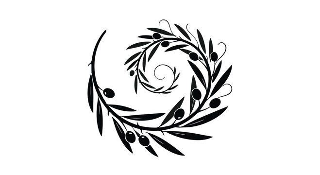 Olive branch arranged in a spiral pattern represents a natural symbol of peace and organic health.