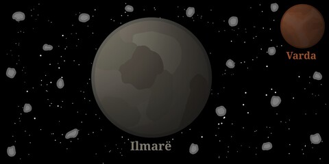 Varda's Moon Illustration (Ilmarë) – Natural Satellites of Solar System Minor Planet © Zhafran Visuals