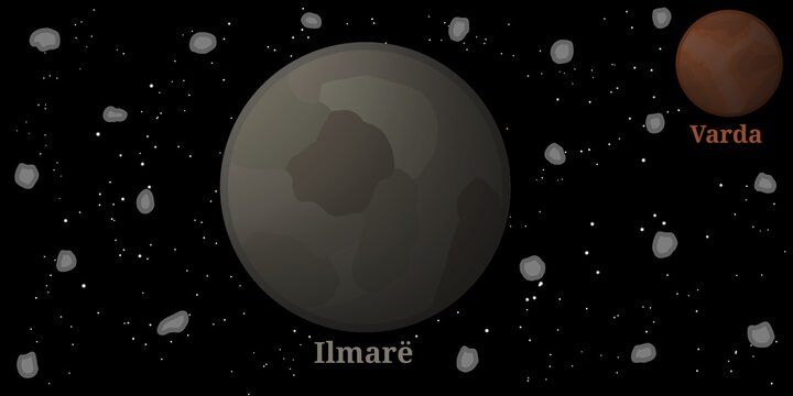 Varda's Moon Illustration (Ilmar&euml;) &ndash; Natural Satellites of Solar System Minor Planet