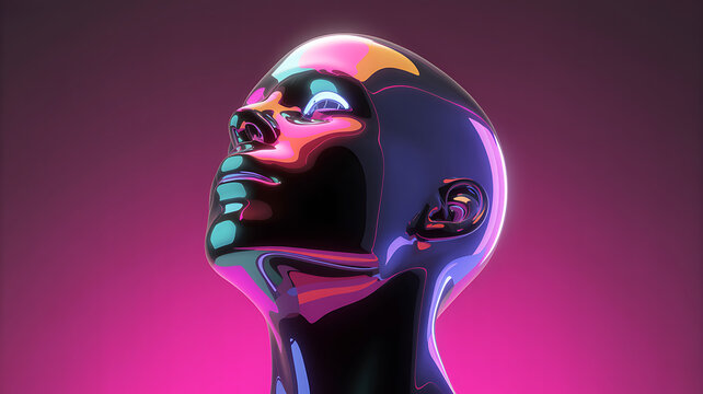 3D illustration of a woman's head showing brain and skull anatomy