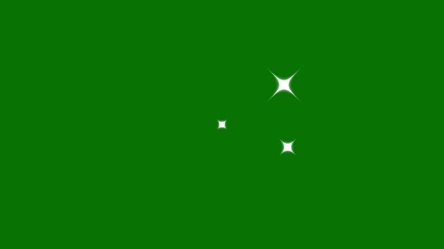 Sparkle twinkle star animation, glowing white doodle stars, glitter shine bursts, retro flat vector style green screen night,Star twinkling animation, blinking light effect 4k video