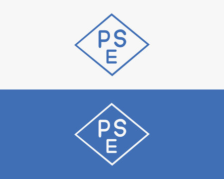 PSE Diamond Certification Mark Icon Product Safety Compliance and Market Regulatory Approval Labeling