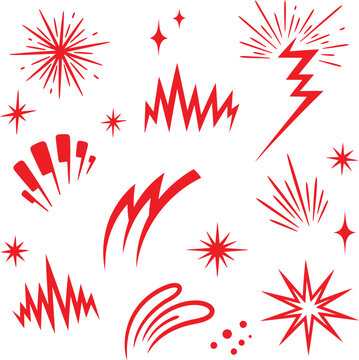 Vibrant red comic book explosion and lightning graphic effects