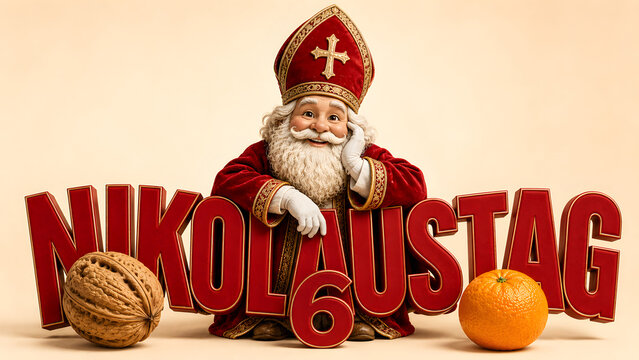 Jolly Saint Nicholas spreads festive cheer on December 6th, embodying the spirit of a cherished winter holiday with traditional fruit and nuts