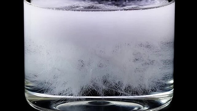 Sodium acetate hot ice crystallizing rapidly, exothermic chemistry science macro