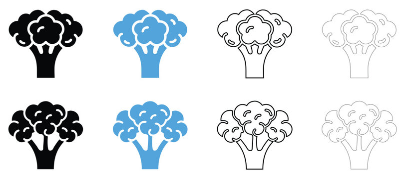 Broccoli icon vector, broccoli vegetable symbol, healthy natural fresh food concept vector, silhouette line art on transparent background