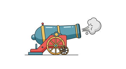 Vintage Cannon Firing Smoke Explosion Isolated © Beat