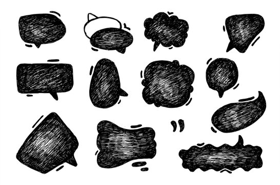 Vintage Collection of Hand Drawn Bubble chat Vector Illustration