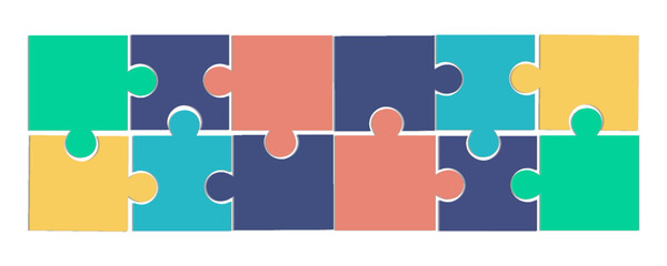 Naklejka premium Jigsaw puzzle vector illustration set. Colorful infographic material.