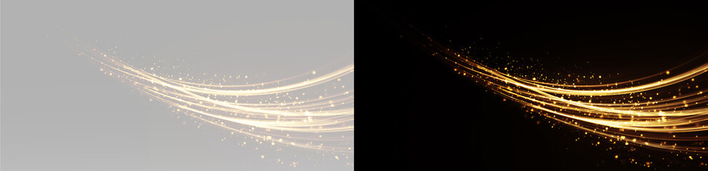 Luxury golden light sweep sparkling dust particles luminous motion elegant festive energy trail composition © theladydarina