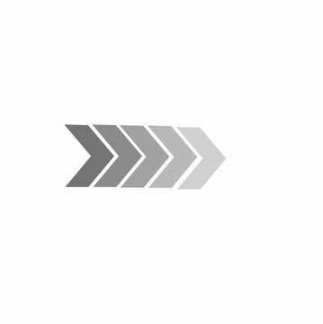 Minimalist chevron arrow icon set with gradient style and dark highlight a of icons aligned horizontally, featuring a progression
