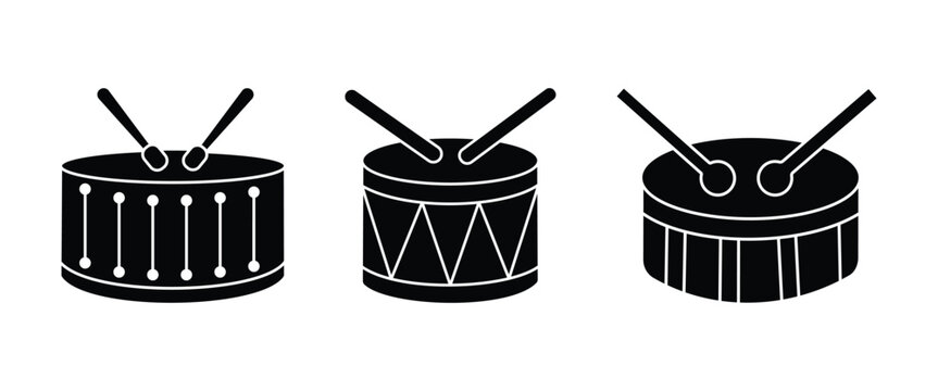 Snare Drum Icon Set &ndash; Percussion Instrument, Music Band & Drum Vector Collection