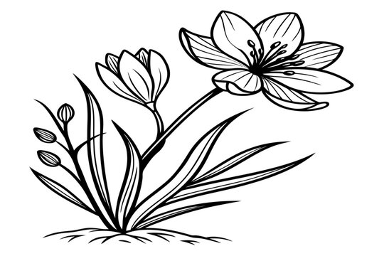 coloring page line art the bitterroot flower black vector