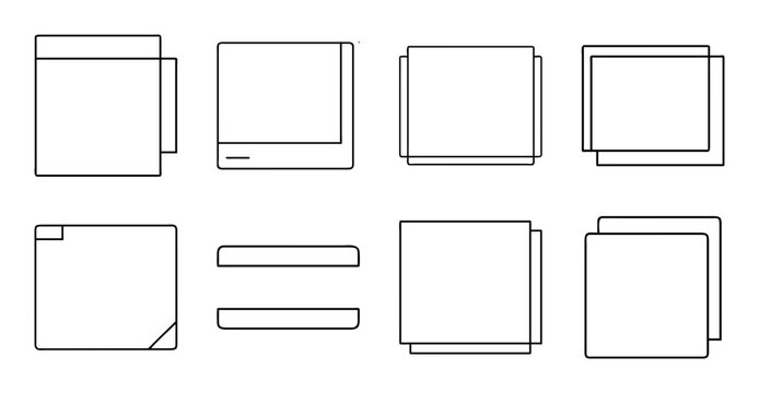 Flat icons set of documents and file folders - Minimalist vector icons showing documents, folders, and file tabs in a clean and modern style for web or app design.