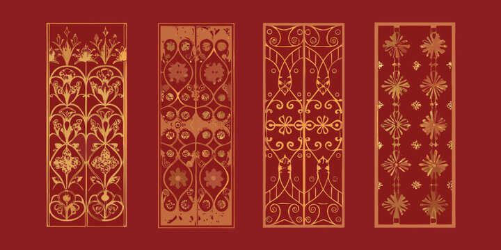 art deco frames in burgundy and gold